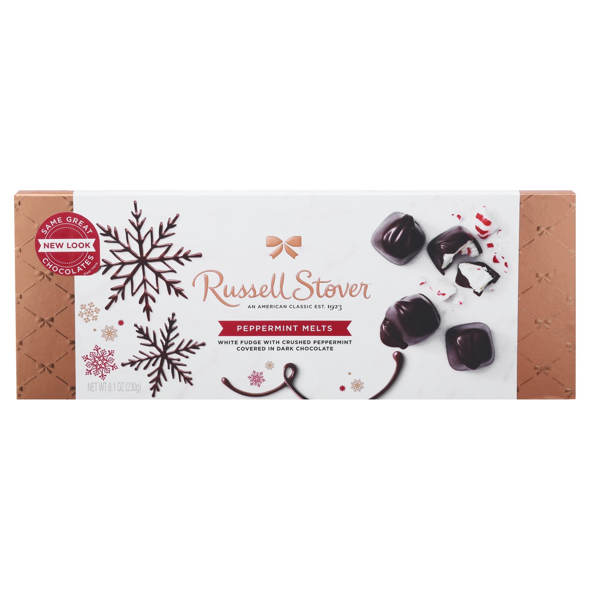 slide 1 of 10, Russell Stover Dark Chocolate Peppermnt Melts Holiday Bowline Box, 8.1 oz