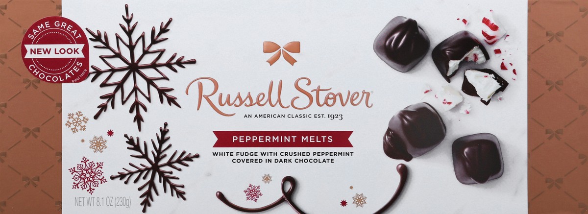 slide 4 of 10, Russell Stover Dark Chocolate Peppermnt Melts Holiday Bowline Box, 8.1 oz