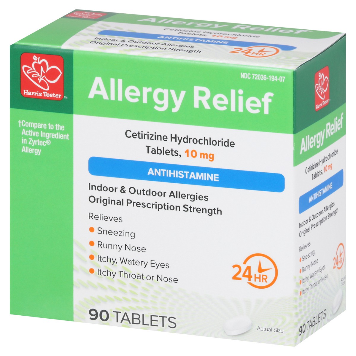slide 9 of 9, Harris Teeter Allergy Relief Cetirizine, 90 ct