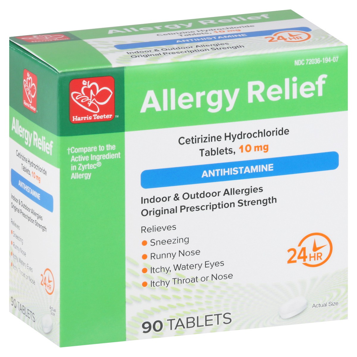 slide 1 of 9, Harris Teeter Allergy Relief Cetirizine, 90 ct