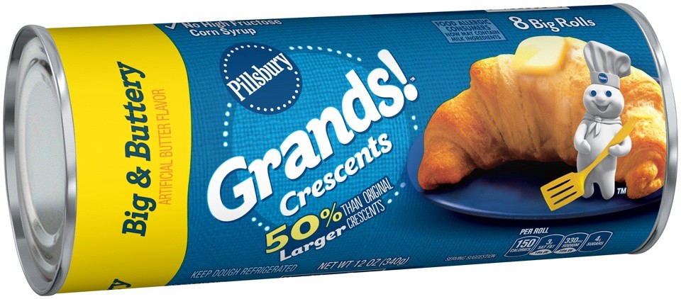 slide 1 of 1, Pillsbury Grands! Big & Buttery Crescent Rolls, 8 ct; 12 oz