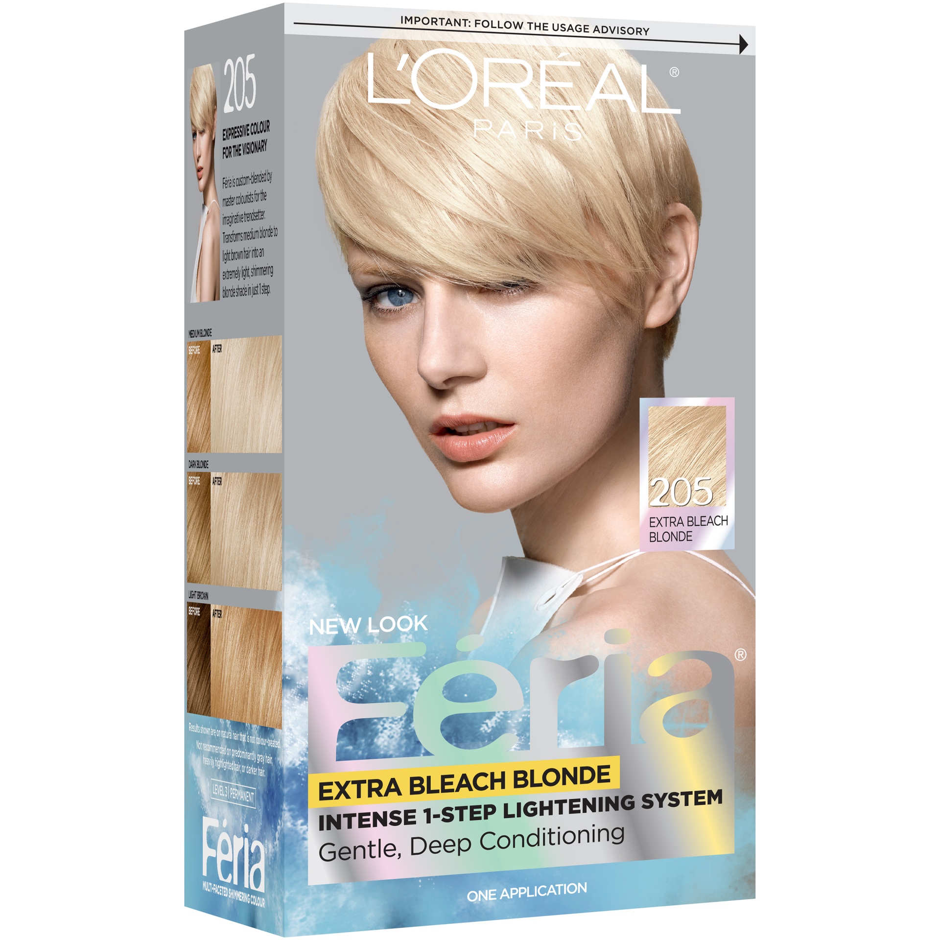 slide 3 of 8, L'Oréal Feria Extra Bleach Blonde 205 Hair Color, 1 ct