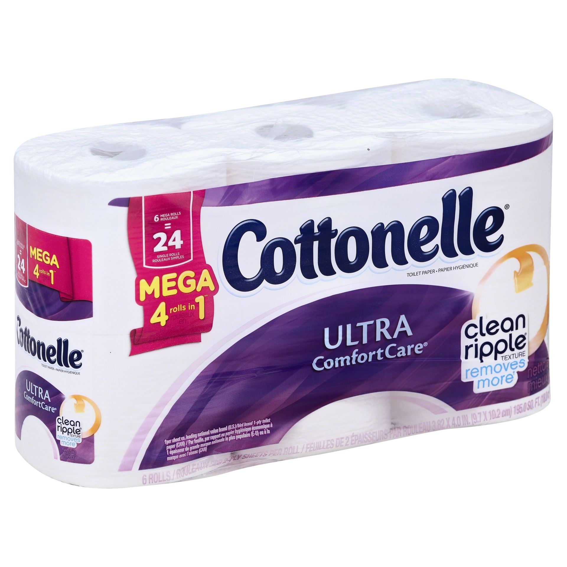 slide 1 of 3, Cottonelle Tt Ult Comf 6Mga, 195 sq ft