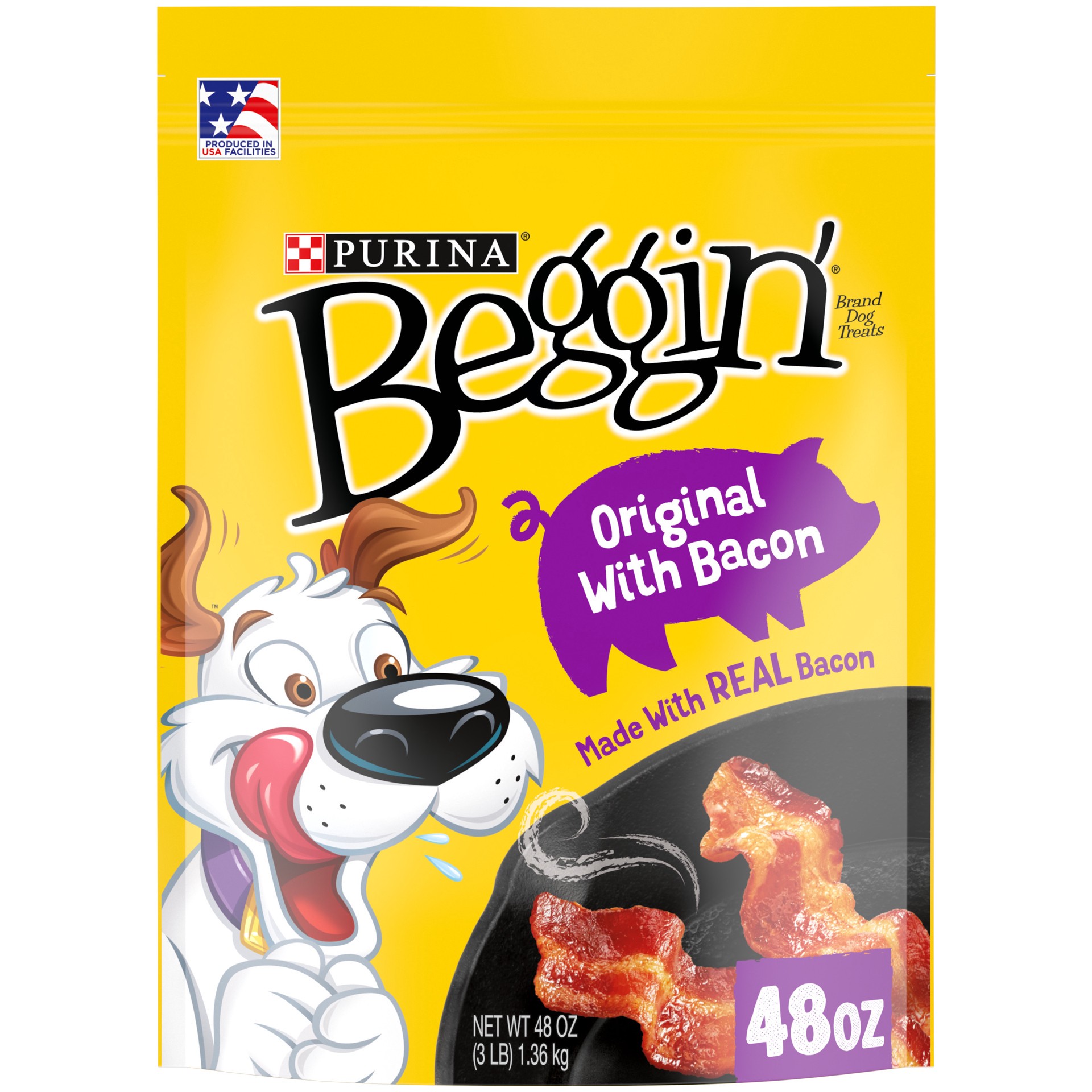 slide 1 of 9, Beggin' Purina Beggin' Strips Dog Treats, Original With Bacon Flavor, 48 oz