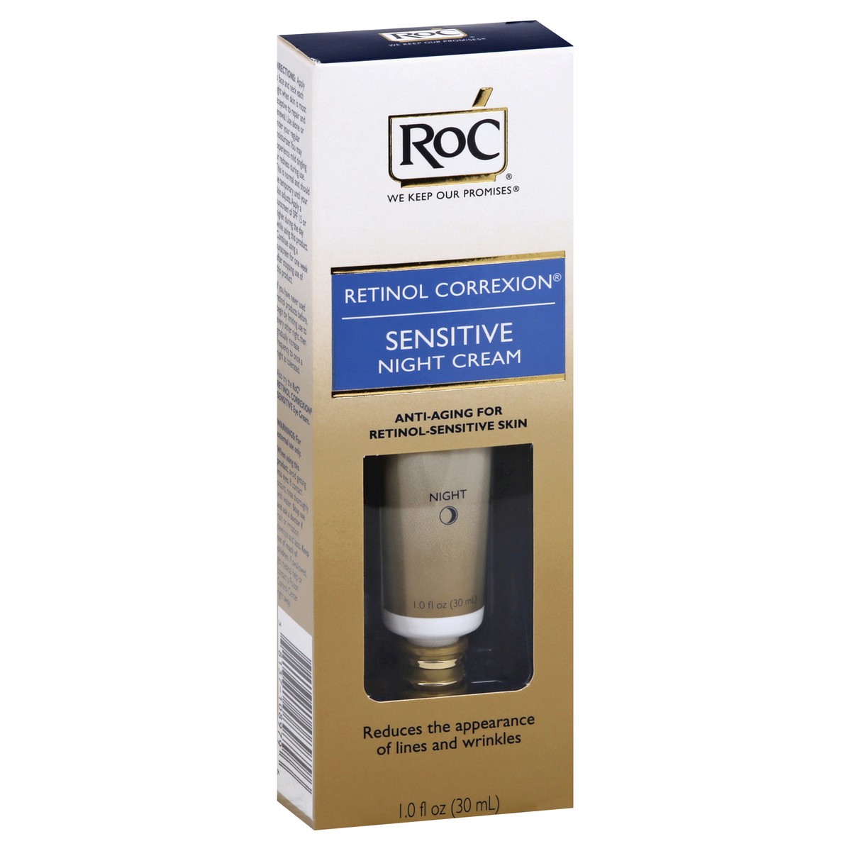 slide 2 of 9, RoC Retinol Correxion Anti-Aging Sensitive Skin Night Cream, 1 ct