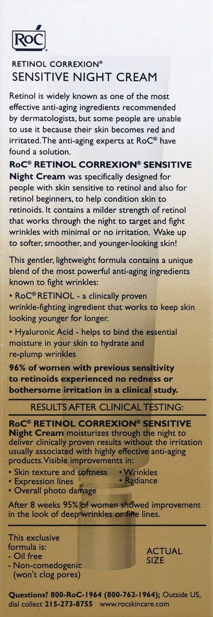 slide 5 of 9, RoC Retinol Correxion Anti-Aging Sensitive Skin Night Cream, 1 ct