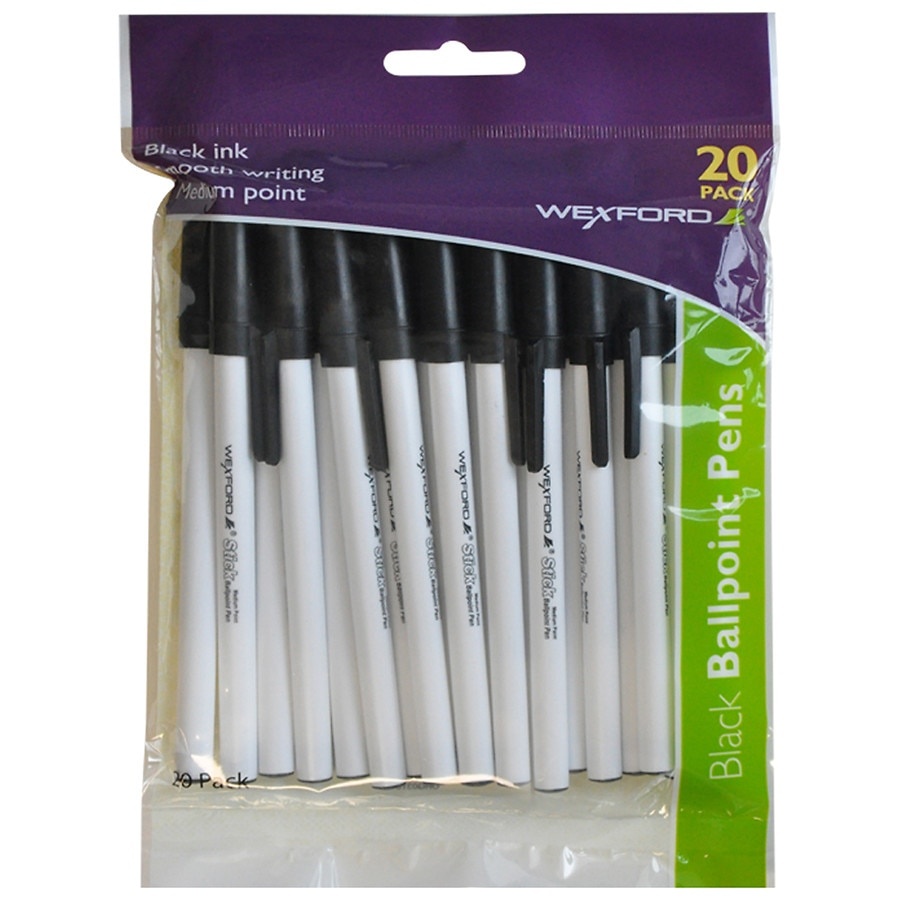 slide 1 of 1, Walgreens Black Ink Smooth Writing, 20 ct