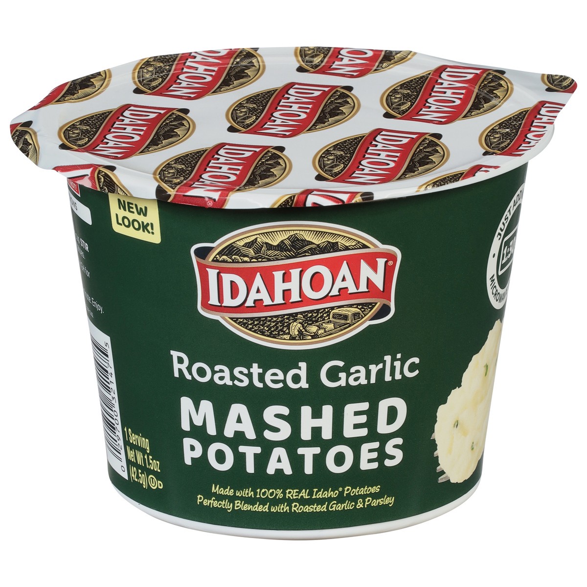 slide 1 of 17, Idahoan Roasted Garlic Mashed Potatoes Cup, 1.5 oz