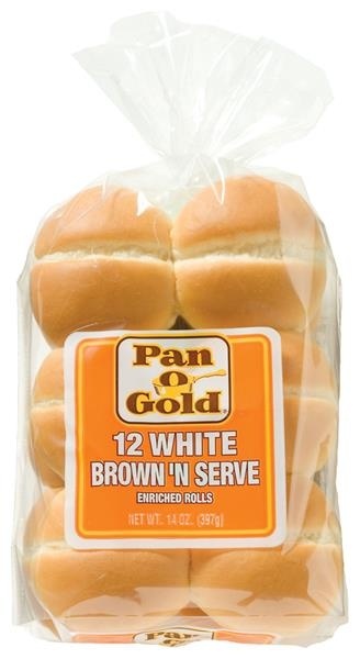 slide 1 of 1, Pan-O-Gold White Brown 'N Serve Rolls, 14 oz