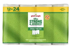 Giant Eagle Premium Paper Towels, Ultra Strong & Absorbent, 2 Ply, 12 Double Rolls, Family Size