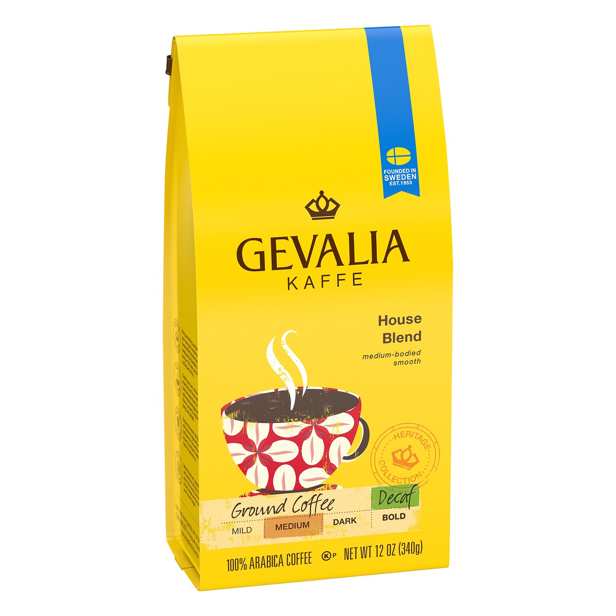 slide 4 of 12, Gevalia House Blend Decaf Medium Roast Ground Coffee, 12 oz Bag, 12 oz