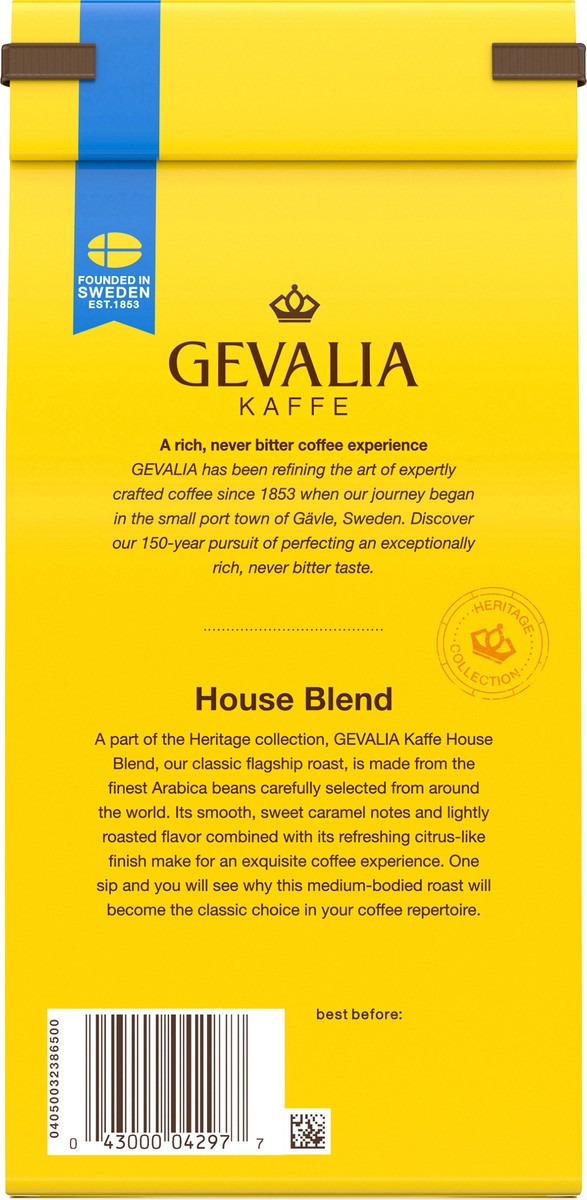 slide 9 of 12, Gevalia House Blend Decaf Medium Roast Ground Coffee, 12 oz Bag, 12 oz