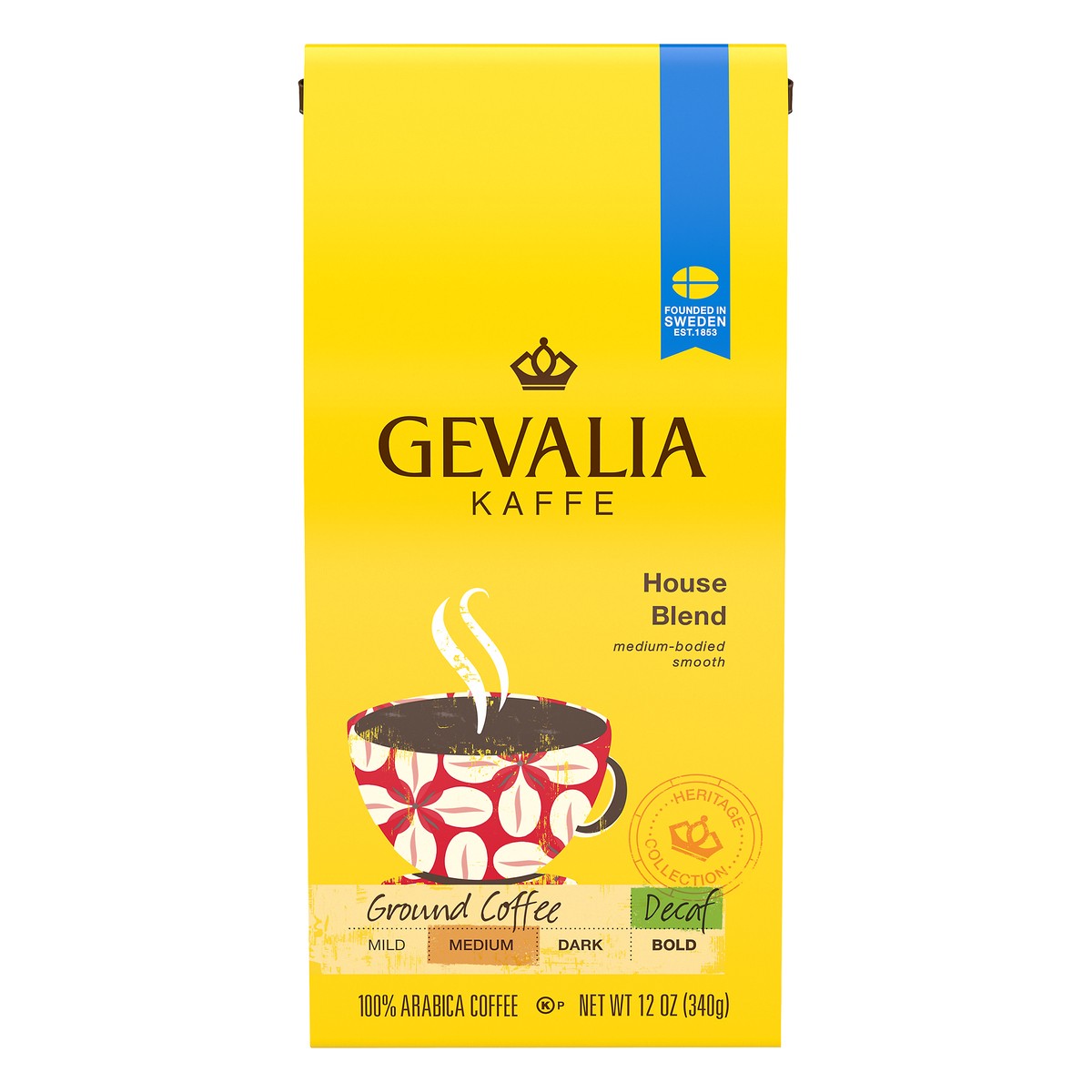 slide 3 of 12, Gevalia House Blend Decaf Medium Roast Ground Coffee, 12 oz Bag, 12 oz