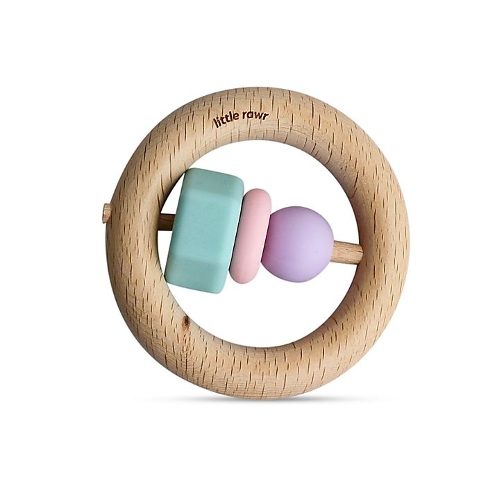 slide 1 of 1, Little Rawr Silicone and Wood O Teether, 1 ct