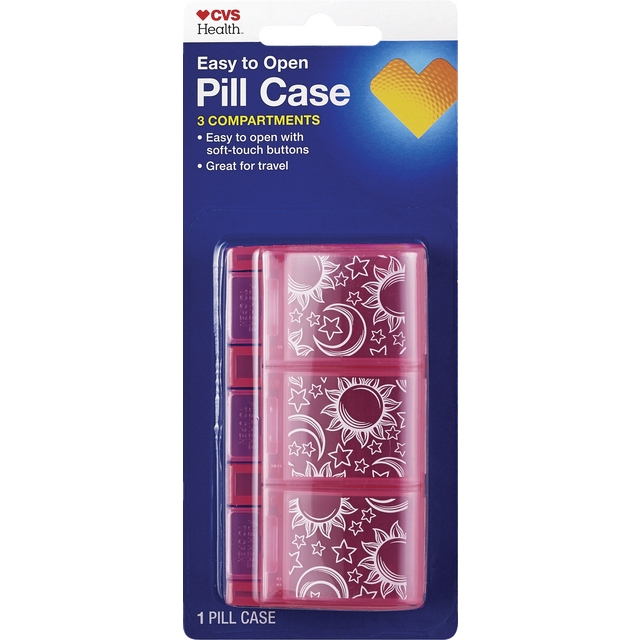 slide 1 of 1, CVS 3-Compartment/ Soft Touch Pill Container, 1 ct