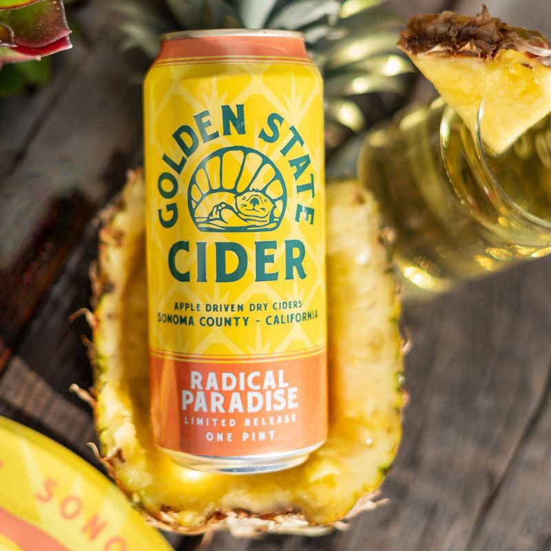 slide 2 of 3, Golden State Cider Radical Pineapple Hard Cider 4 - 1 pt Cans, 4 ct