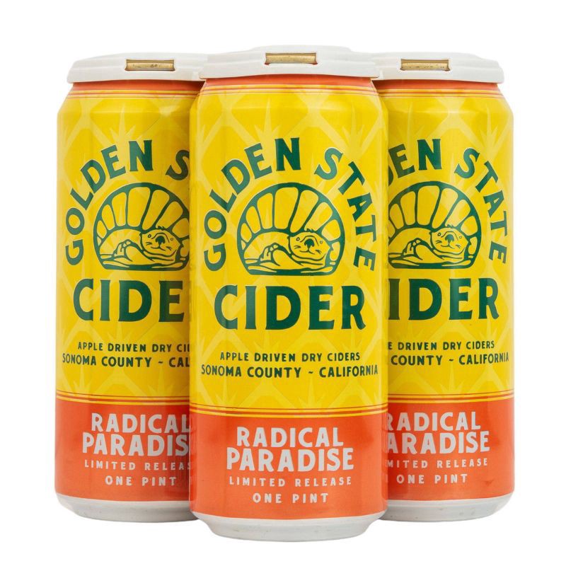 slide 1 of 3, Golden State Cider Radical Pineapple Hard Cider 4 - 1 pt Cans, 4 ct