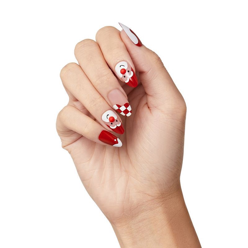 slide 3 of 8, KISS Voguish Fantasy Holiday Press-On Nails, Red, Medium Length, Almond Shaped, 31 Ct., 1 ct