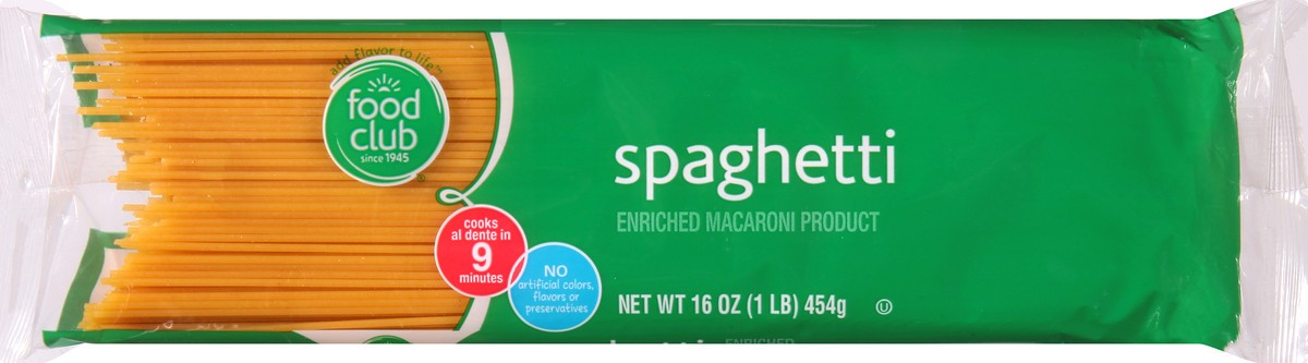 slide 9 of 10, Food Club Enriched Macaroni Product, Spaghetti, 16 oz