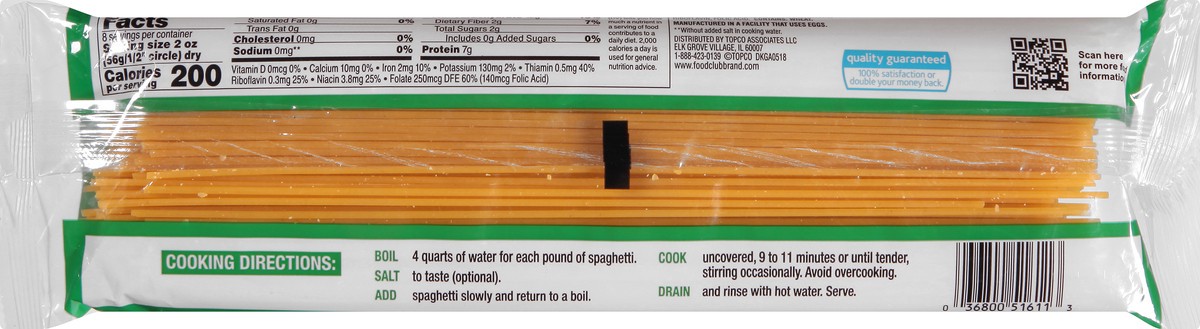 slide 10 of 10, Food Club Enriched Macaroni Product, Spaghetti, 16 oz