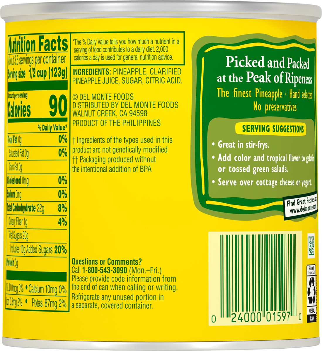 slide 5 of 5, Del Monte Pineapple Chunks In Heavy Syrup 15 oz Can, 15 oz