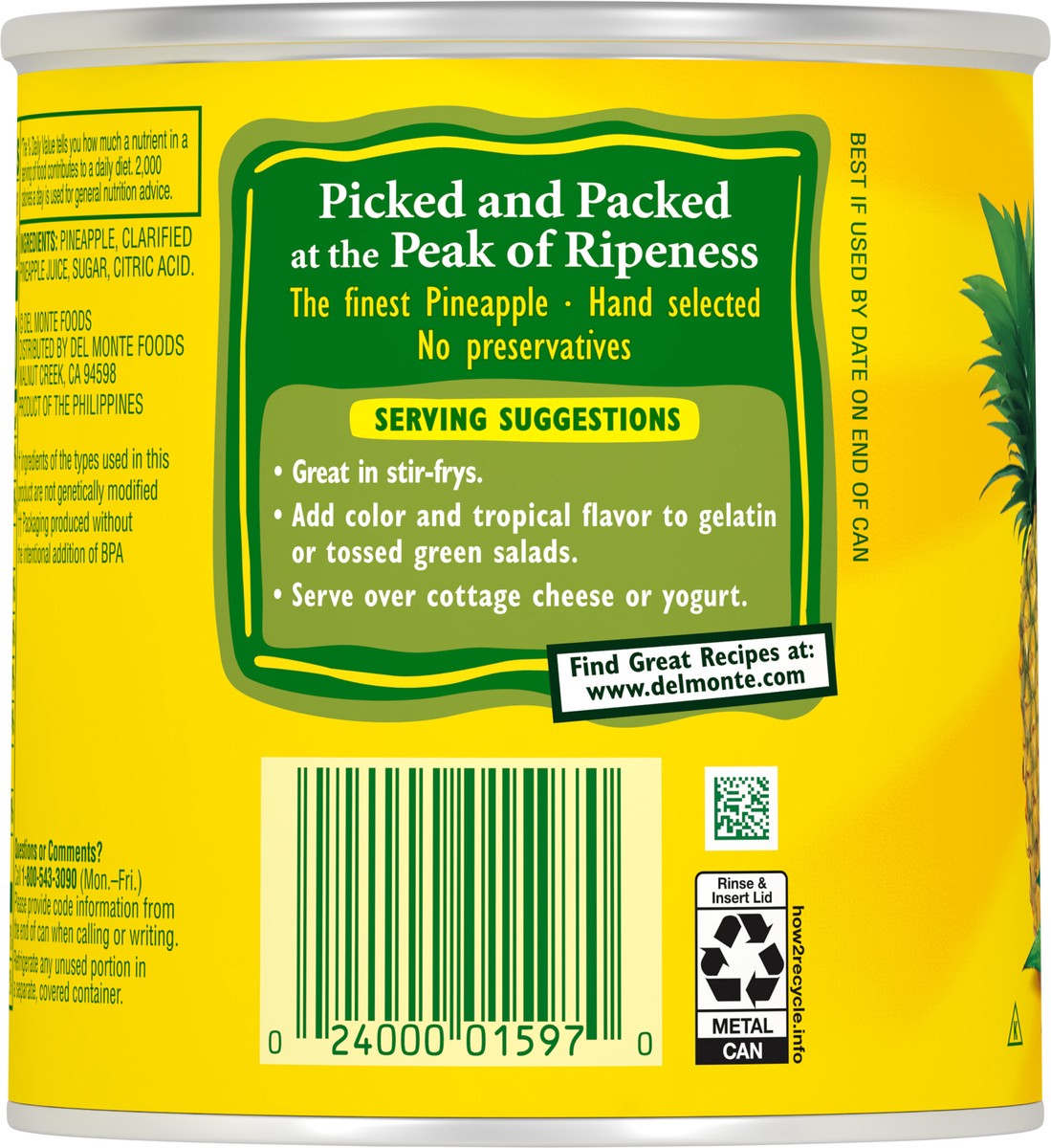 slide 2 of 5, Del Monte Pineapple Chunks In Heavy Syrup 15 oz Can, 15 oz