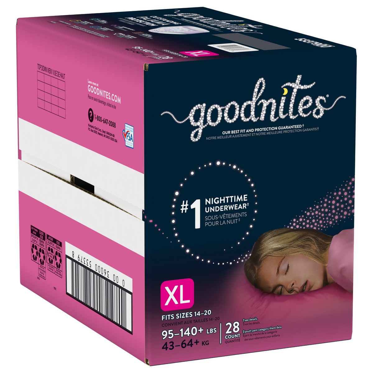 slide 7 of 11, GoodNites Girls Girls XL (95-140+ lbs) Nighttime Underwear XL 28 ea, 28 ct