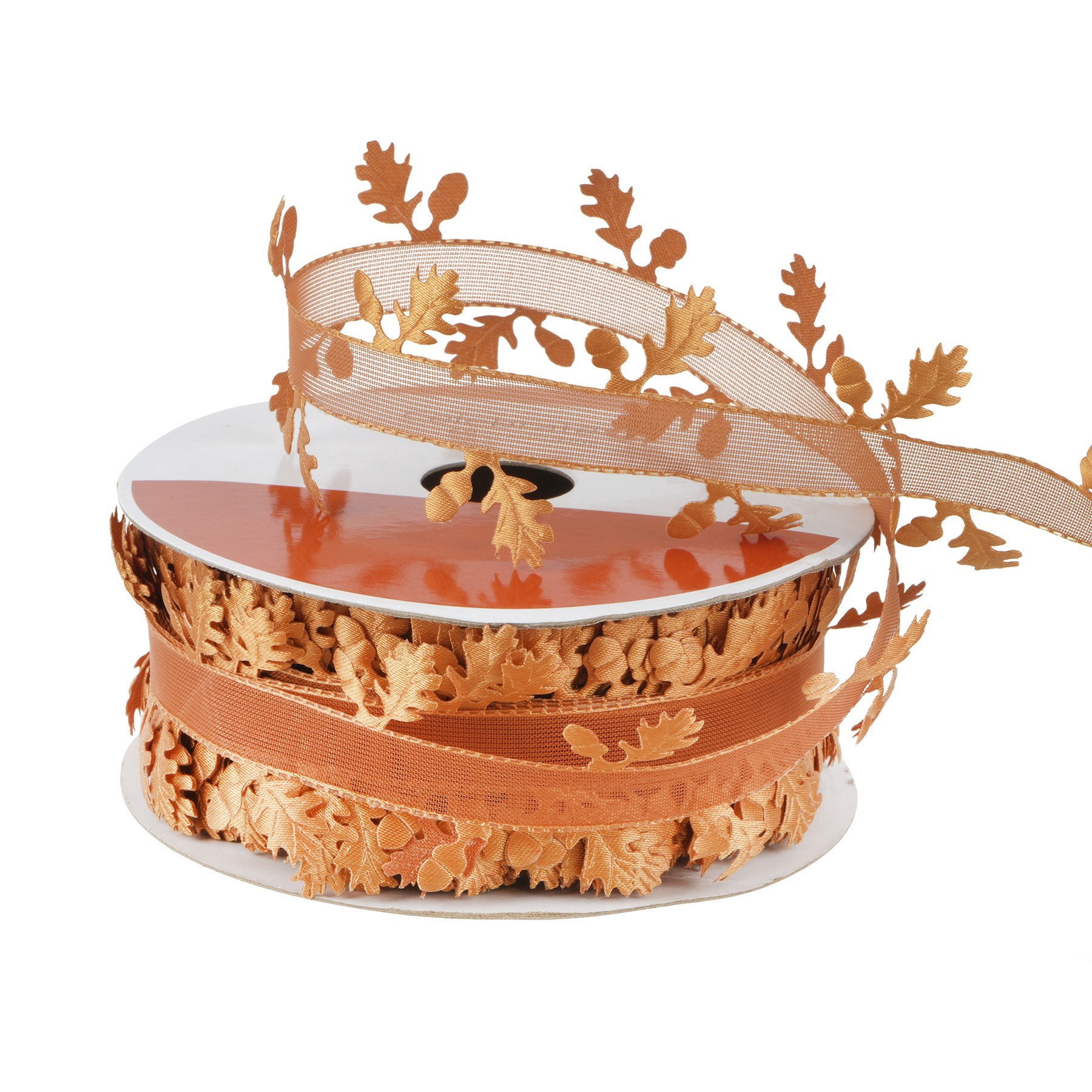 slide 3 of 3, 1.5" X 30ft. Brown Leaf Ribbon By Celebrate It, 1.5 in x 30 ft