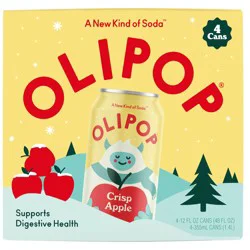 Olipop Crisp Apple Soda - 4 - 12 fl oz Cans