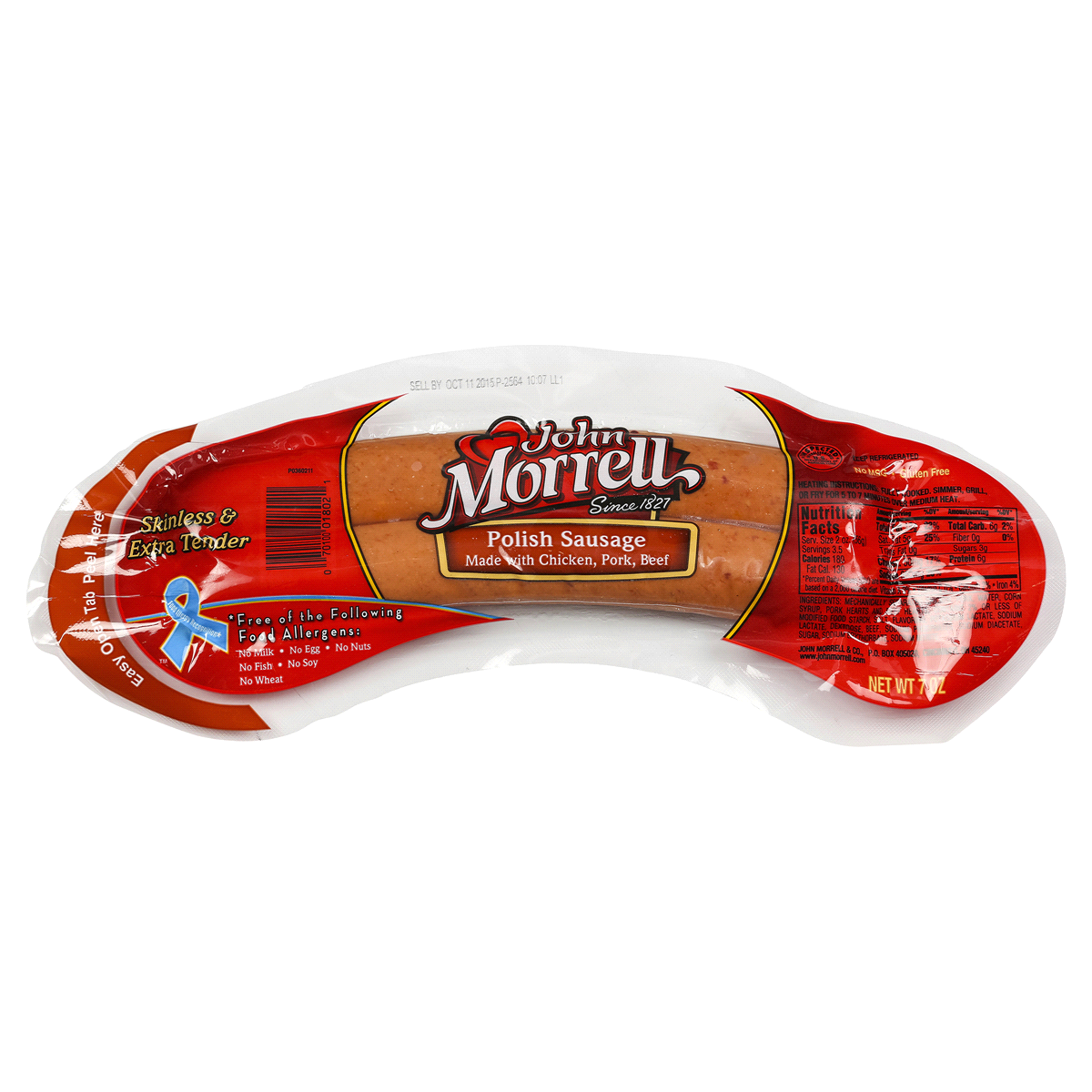 slide 1 of 1, John Morrell Polish Sausage 7 oz, 7 oz