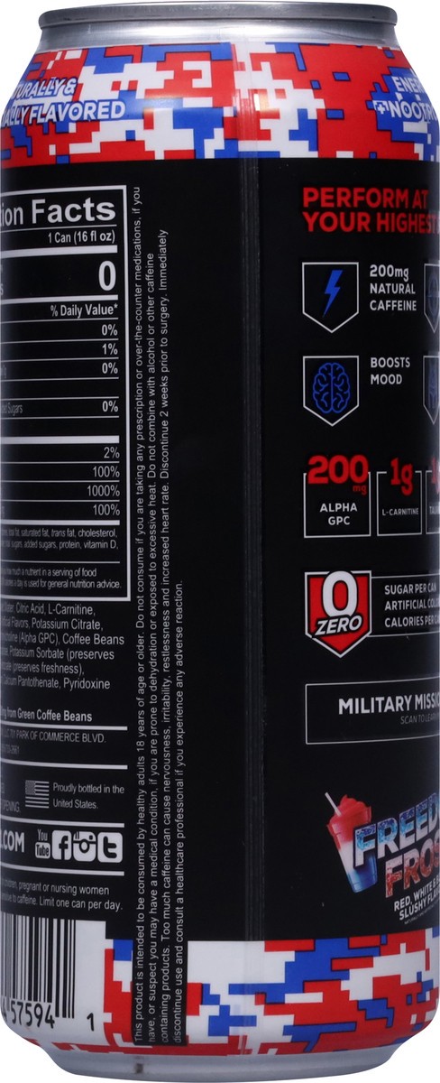 slide 7 of 14, Redcon1 Zero Sugar High Performance Freedom Frost Energy Drink 16 fl oz, 16 fl oz