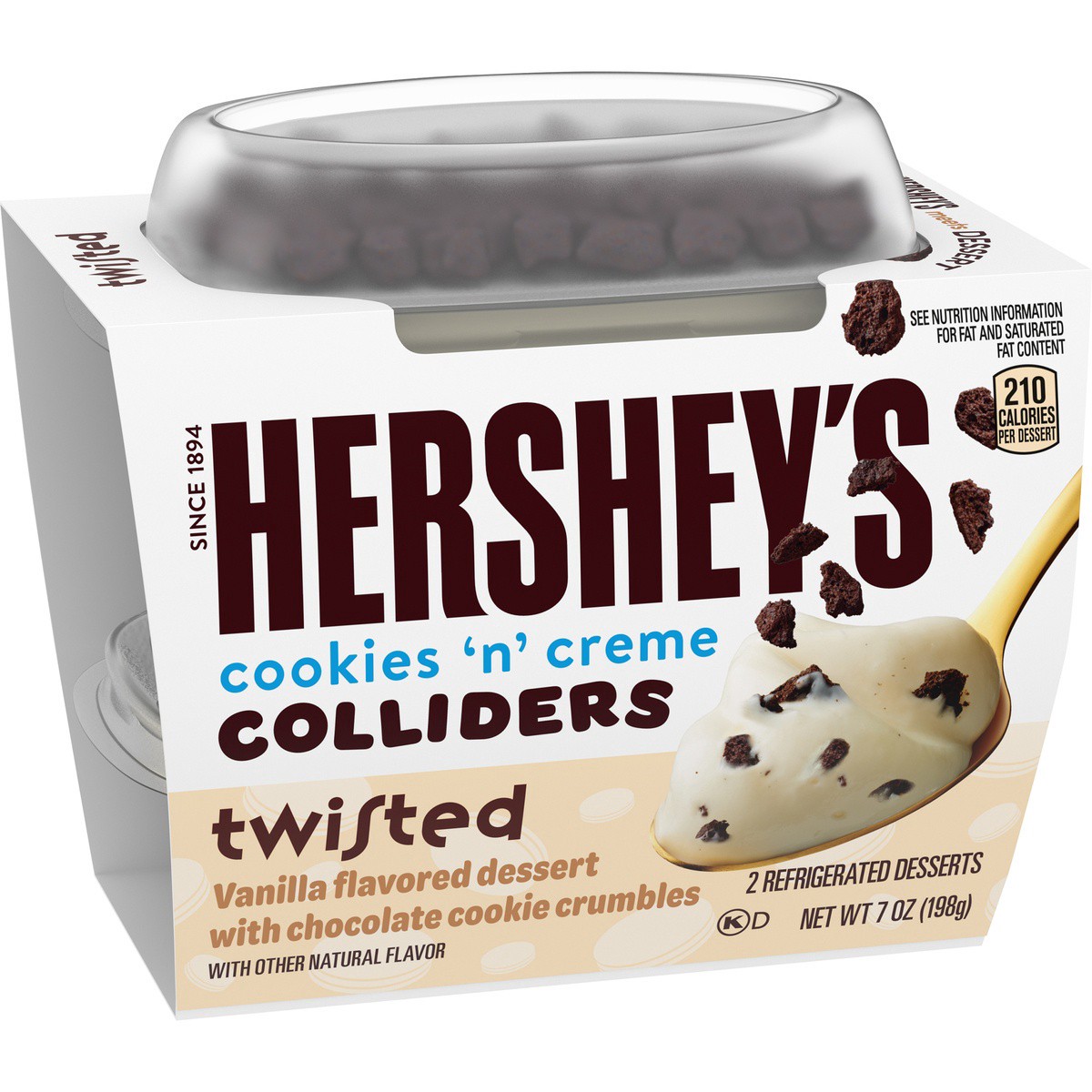 slide 4 of 9, COLLIDERS™ Twisted HERSHEY'S COOKIES ‘N'' CREME Refrigerated Dessert, 2 ct Pack, 2 ct