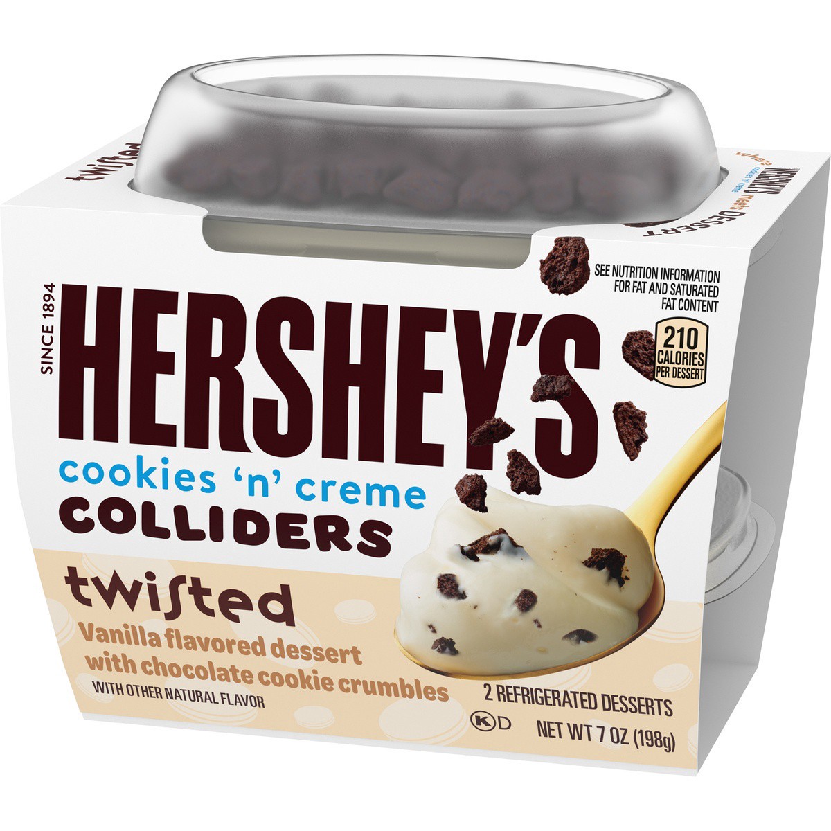 slide 6 of 9, COLLIDERS™ Twisted HERSHEY'S COOKIES ‘N'' CREME Refrigerated Dessert, 2 ct Pack, 2 ct