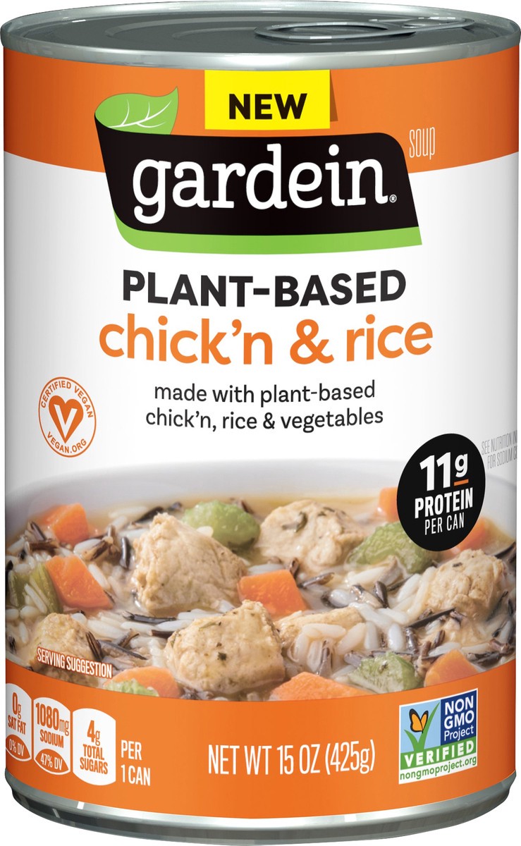 slide 1 of 2, Gardein Plant-Based Chick'n & Rice Soup 15 oz, 15 oz