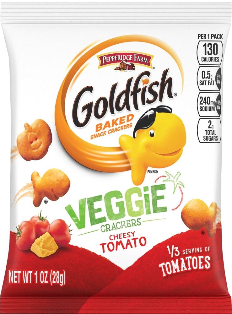 slide 1 of 1, Goldfish Cheesy Tomato Baked Veggie Crackers, 1 oz