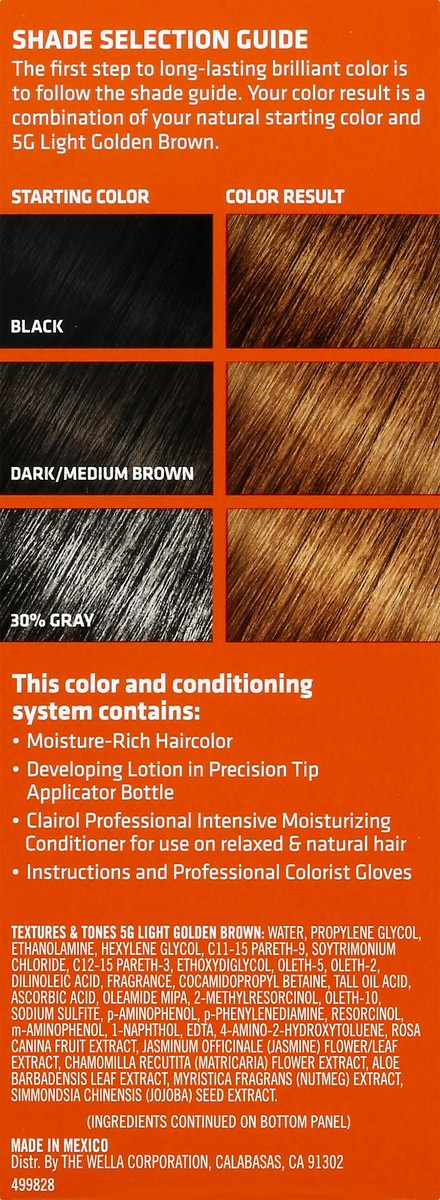 slide 7 of 9, Clairol Textures & Tones Light Golden Brown 5G Permanent Hair Color 1 ea, 1 ct