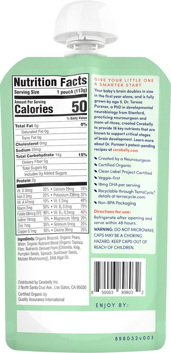 slide 2 of 3, Cerebelly Brocoli Pear, 4 oz