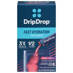 DripDrop Fast Hydration Juice Variety Electrolyte Drink Mix - 8 - 3.5 oz Sticks