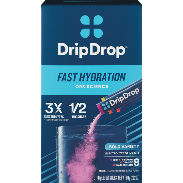 slide 1 of 1, DripDrop Fast Hydration Bold Variety Electrolyte Drink Mix 8 - 0.35 oz Sticks, 8 ct