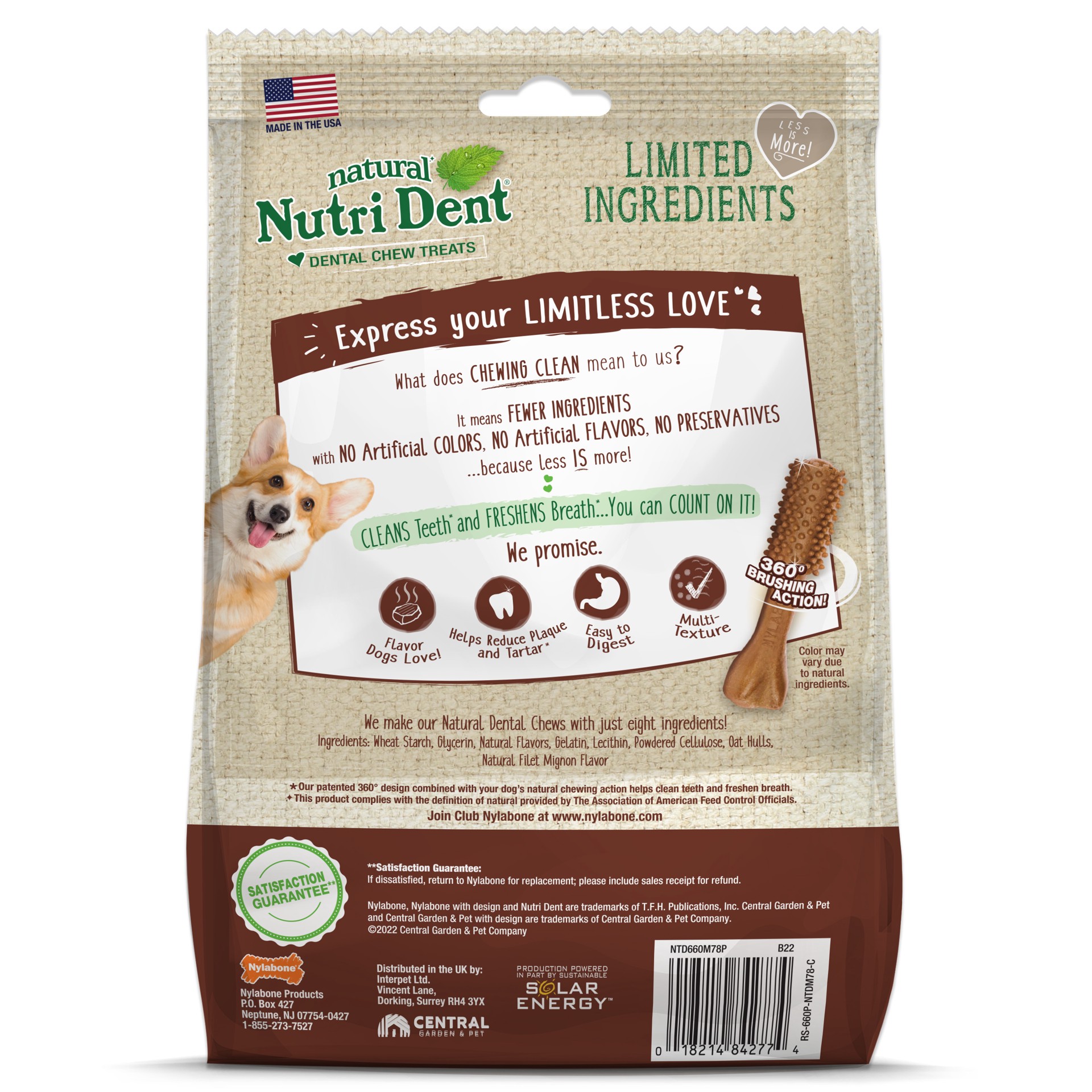 slide 2 of 10, Nylabone Nutri Dent Filet Mignon Dog Dental Chews Mini - 5 lbs. to 10 lbs.(78 Count), 1 ct