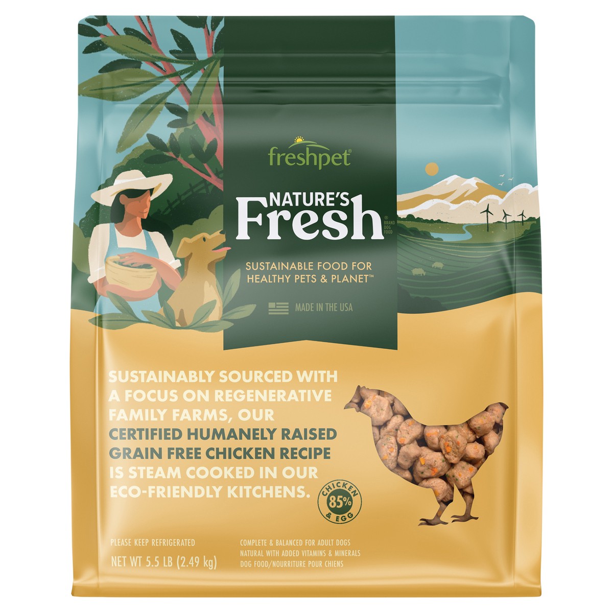 slide 4 of 5, Freshpet Nature's Fresh Adult Grain Free Chicken Recipe Dog Food 5.5 lb, 5.5 lb