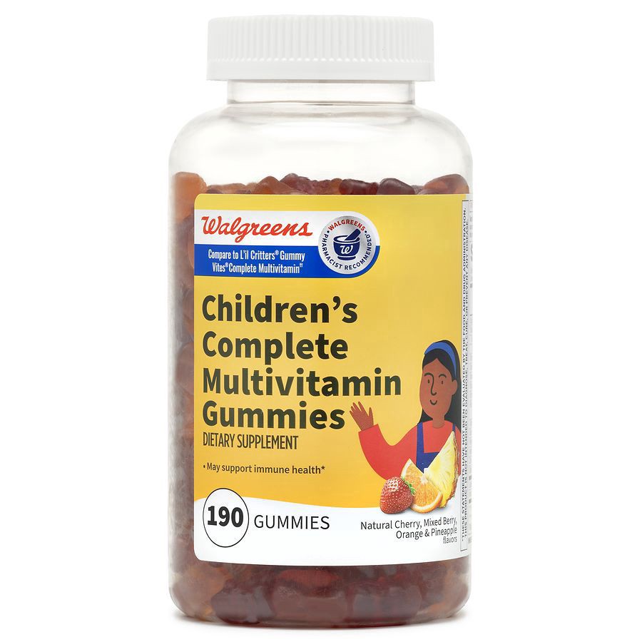 slide 1 of 5, Walgreens Children's Complete Multivitamin Gummies (190 days) Natural Cherry, Mixed Berry, Orange and Pineapple, 190 ct