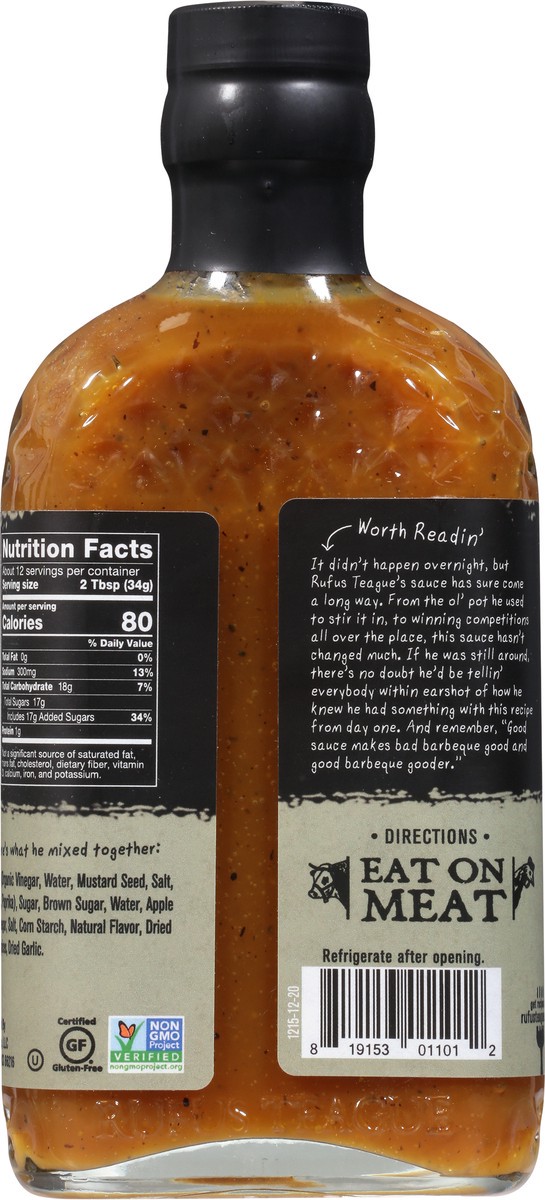 slide 5 of 9, Rufus Teaguebbq Sauce, 14 oz