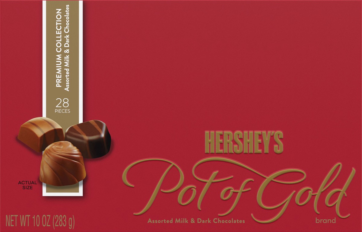 slide 6 of 7, Hershey's Pot of Gold Premium Collection Assorted Milk & Dark Chocolate Chocolates 28 ea, 28 ct