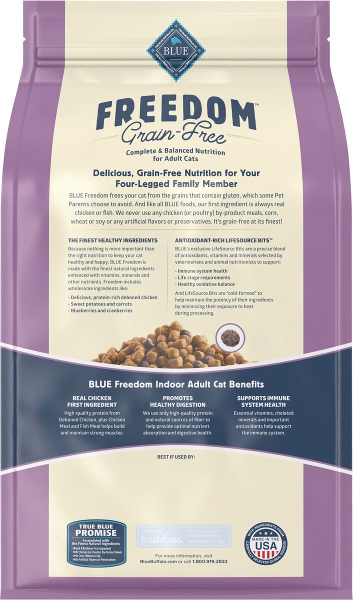 slide 5 of 9, Blue Buffalo Blue Freedom Grain-Free Adult Indoor Chicken Recipe Dry Cat Food, 5 lb