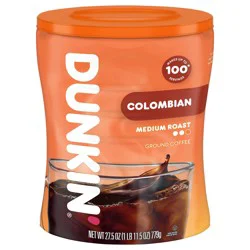 Dunkin' Colombian Medium Roast Ground Coffee, 27.5 Oz. Canister