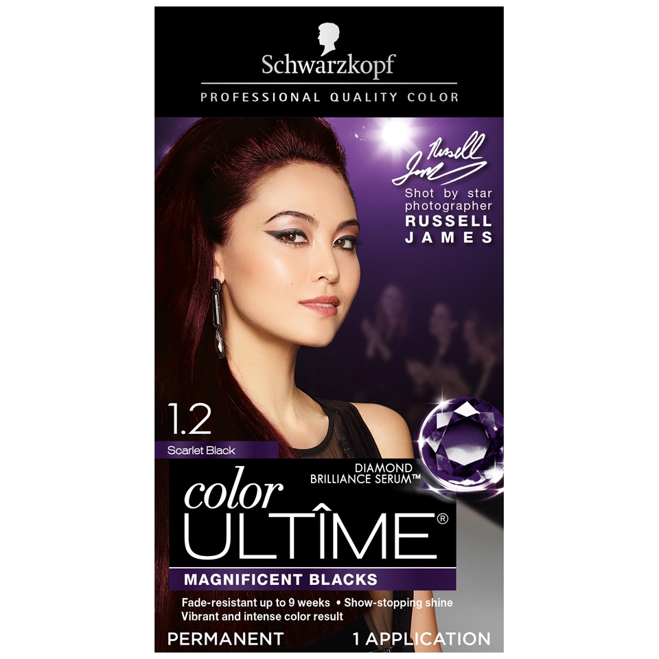 slide 1 of 2, Schwarzkopf Color Ultime Permanent Hair Color Cream, 1.2 Scarlet Black, 8.4 oz