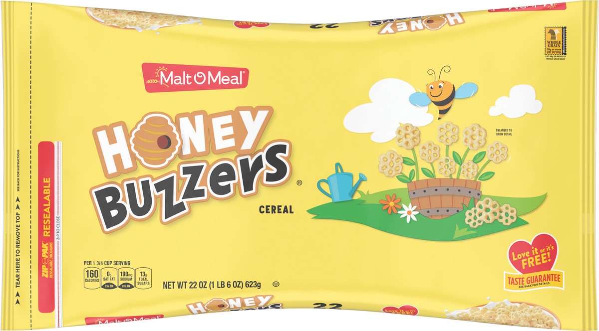 slide 7 of 7, Malt-O-Meal Honey Buzzers Breakfast Cereal, Super Sized Honey Cereal, 22 OZ Bag, 22 oz