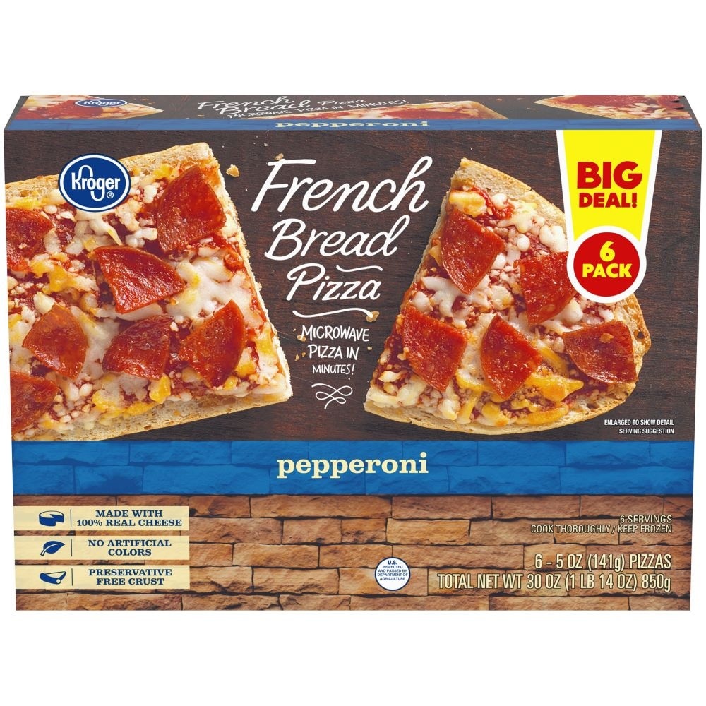 slide 1 of 1, Kroger Pepperoni French Bread Pizza, 6 ct; 5 oz