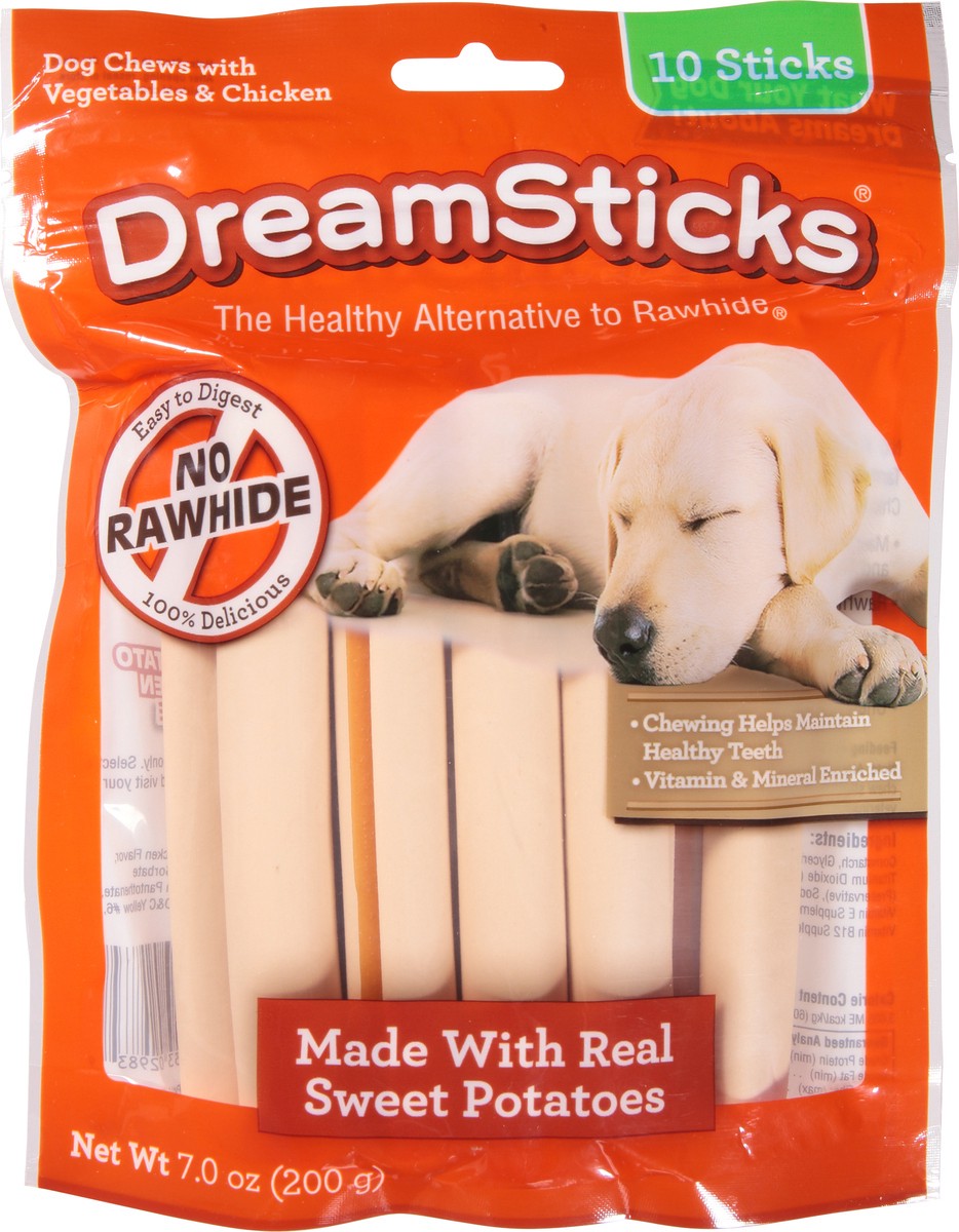 slide 1 of 9, Dreamsticks Vegetable & Chicken Dog Chews 10 sticks Pouch, 10 ct